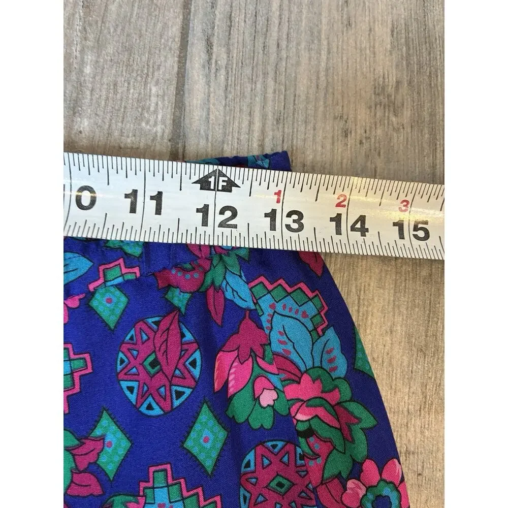 Vtg Liz Claiborne Sport Pleated Midi Skirt & Blouse Set Jewel Tone Floral Size 4
